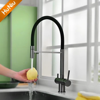 กรองน้ําก๊อกน้ําห้องครัวก๊อกน้ําอ่างล้างจานยางดึง Stream Sprayer ก๊อกสแตนเลส Rotatable KITCHEN Mixer Water TAP 2