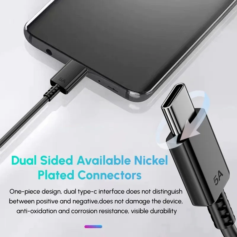 오리지널 5A 45W PD 듀얼 USB C 고속 충전 케이블 S24 울트라 삼성 S22 S23 노트20 A54 A55 퀵 차저 타입 C 데이터 라인