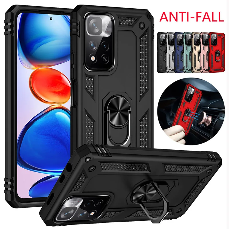 Stoßfestes Rüstungsgehäuse für Xiaomi Redmi Note 11 11S 11T 10 Pro 10T Mi 12 12X POCO X3 GT 10C M4 X4 5G F3 Holde Metallring_voghion.com