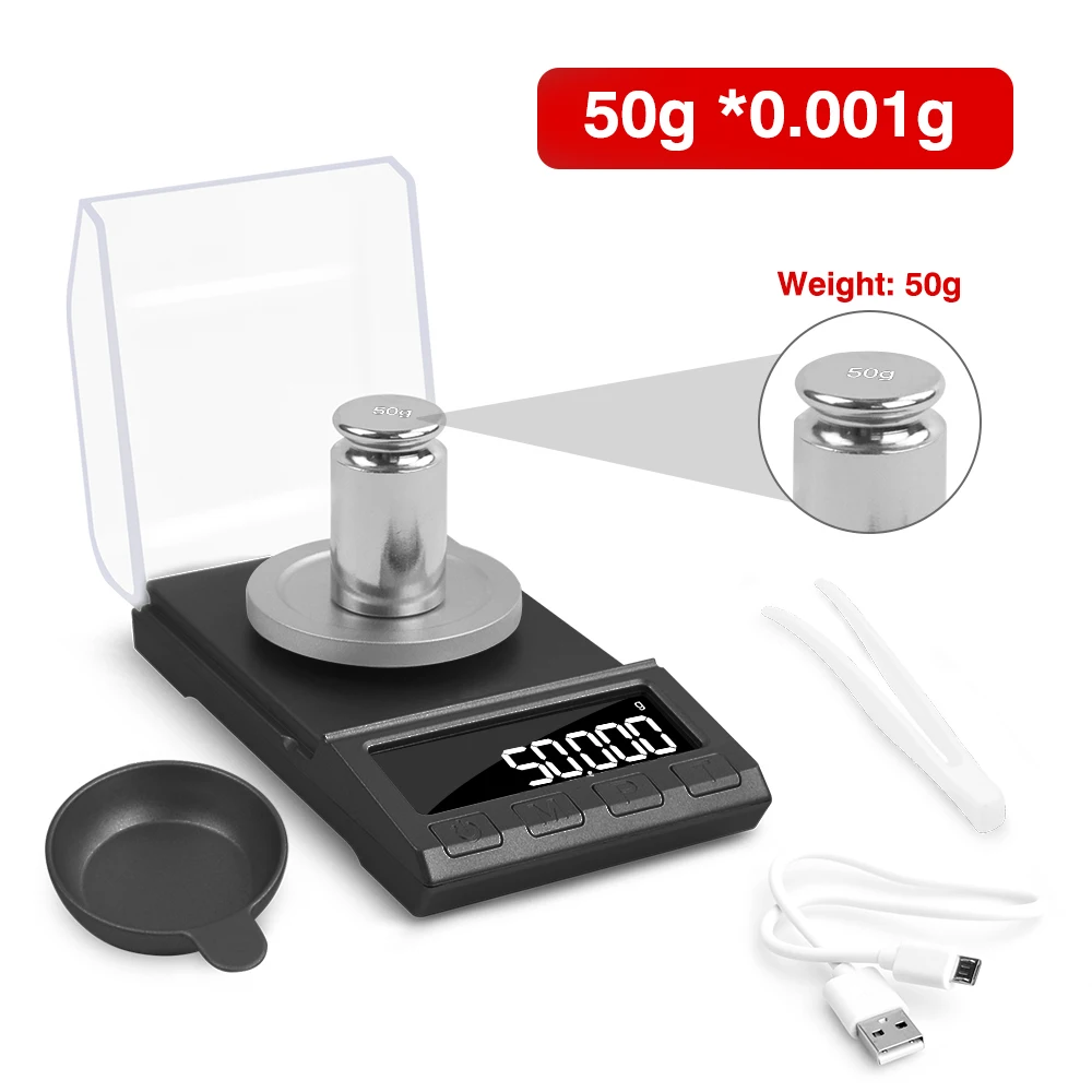 Bilancia digitale 50g 0.001g Mini bilancia elettronica portatile bilancia  tascabile professionale di precisione milligrammo 20g pesi di calibrazione  - AliExpress