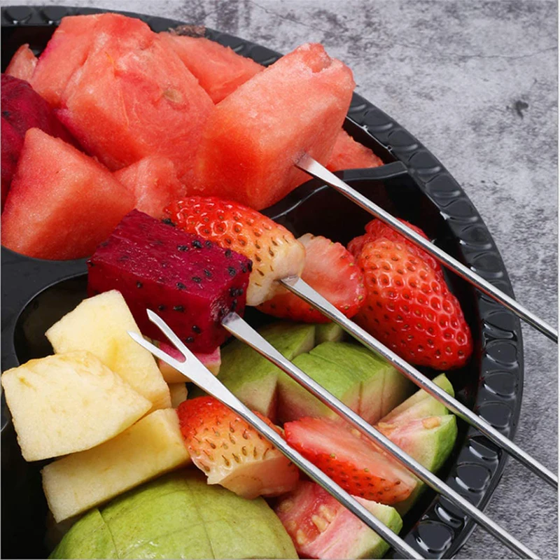 Stainless Steel Fondue Forks with Wood Handle,Chocolate Fork,Fruit Dessert,Cheese BBQ Fork Set,Hot Pot Skewer Kitchen Tool,6 Pcs