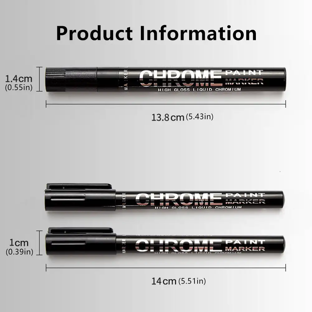 Silver Mirror Finish Reflective Paint Pen for Touch-Ups and Repairs