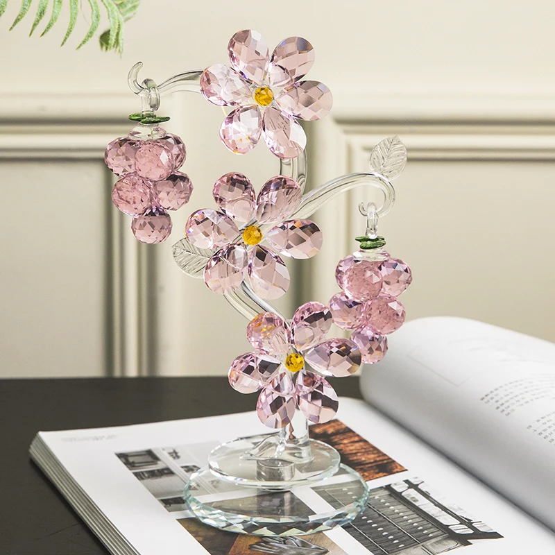 Baifan Creative Light Luxury Crystal Vine Decoration Ornament Living Room TV Cabinet High-end Desktop Crystal Flower Decoration