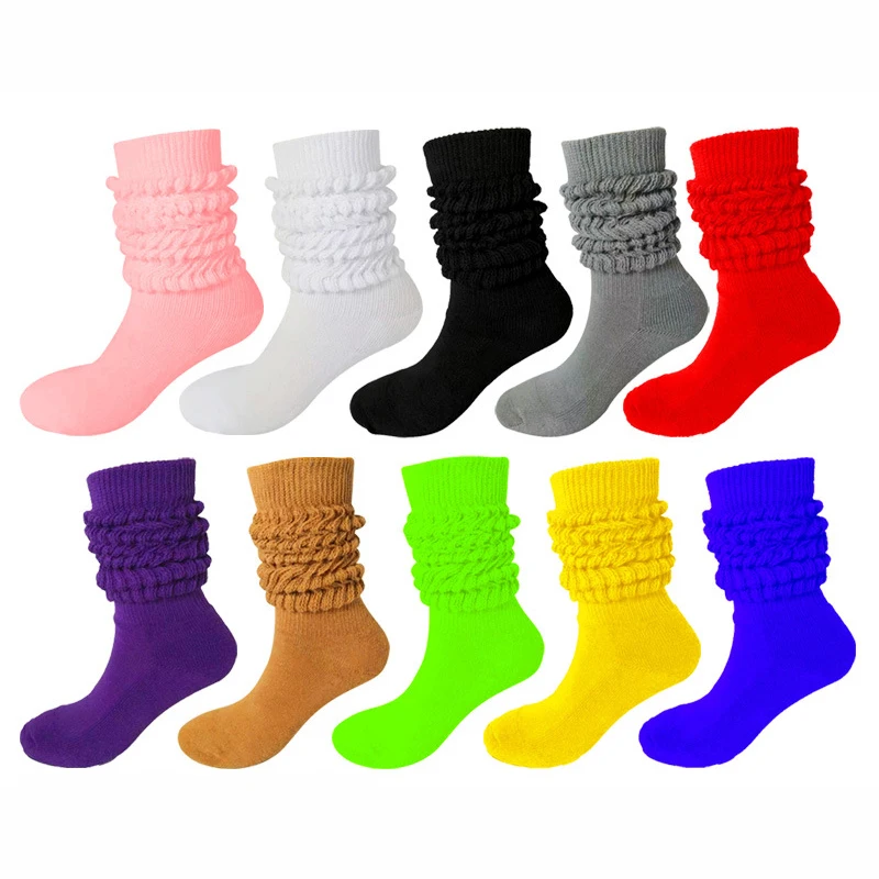 

Slouch Colors Socks Cotton Scrunchy Ladies Candy Girls Casual Knee High Boot Sock Streetwear For Men Women High Boot Loose Sock