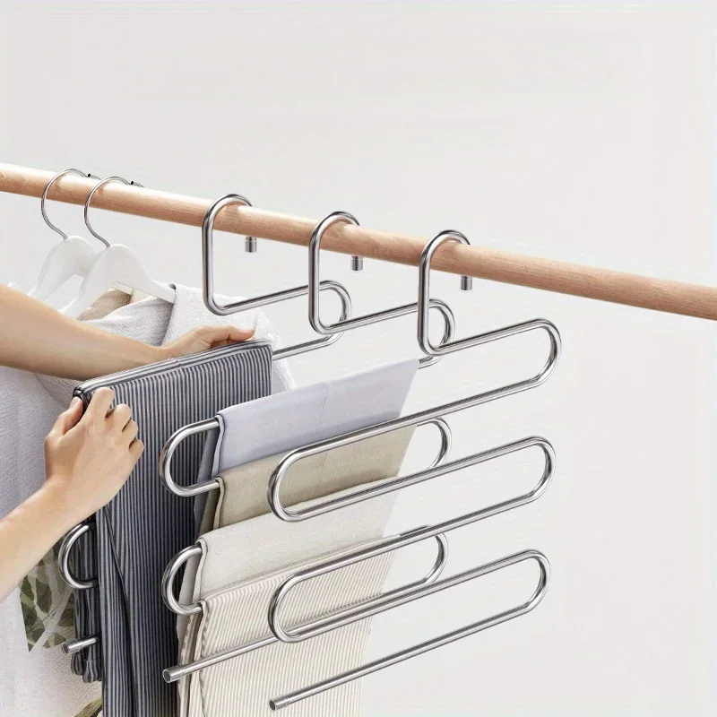 Magic Clothes Hanger Five-Layer Stainless Steel S Trouser Rack Inner Trousers Storage Rack