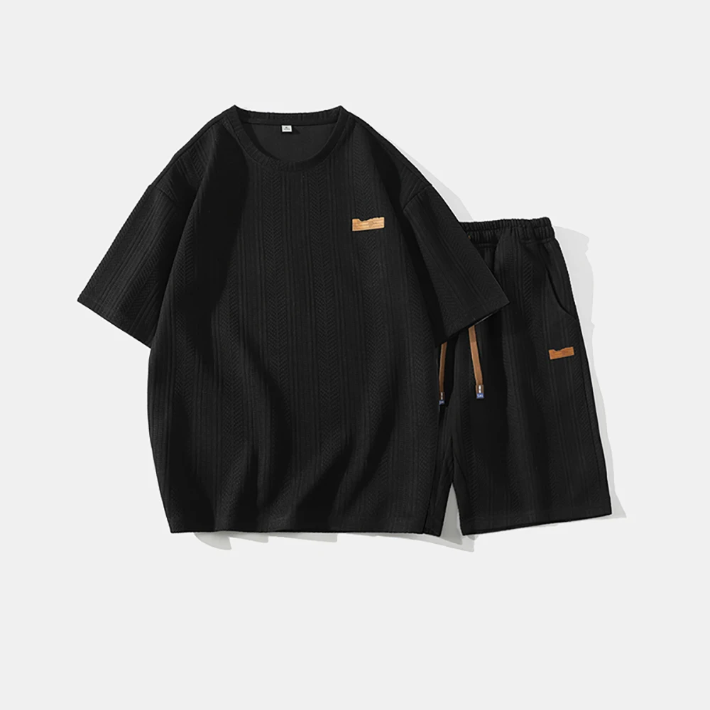 Summer New Men's Two Piece Set Gradient Casual T-Shirt and Shorts Sets Men Sports Suit Fashion Short Sleeve Tracksuit Pullover
