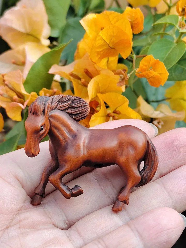 天然素材　根付 GX944 - 20 年物 2 インチ手彫りツゲの根付 - ハンサムな馬 - AliExpress