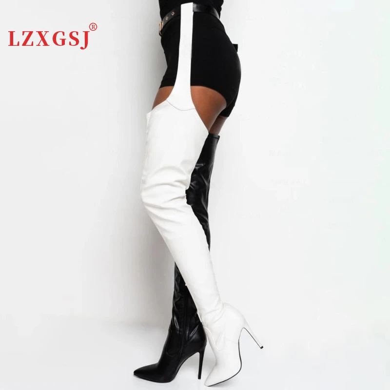 2021 Winter Women's High Knee Boots Leather Quality Shoes Sexy Stiletto  Heel Belt Buckles Large Size Thigh High Boots Female|Over-the-Knee Boots| -  AliExpress