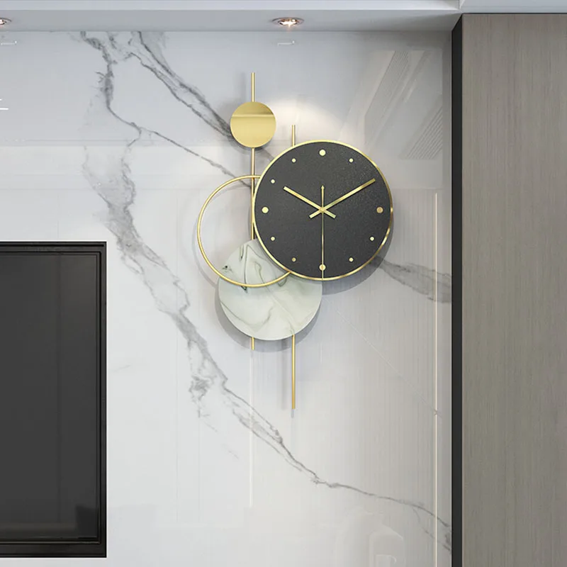 

Kitchen Aesthetics Gold Minimalism Nordic Quiet Retro Clock Simple Deco Fashion Industrial Style Wall