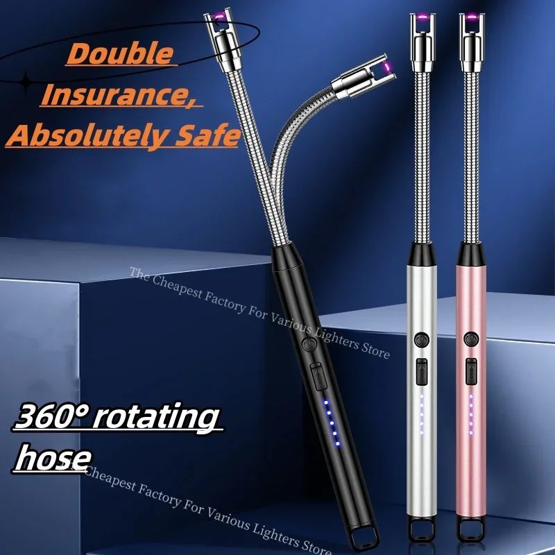 

360° Rotating USB Charge Safest Windproof Electric Lighter Candle BBQ Camping Lighter Home Gadgets Best Gifts For Men and Women