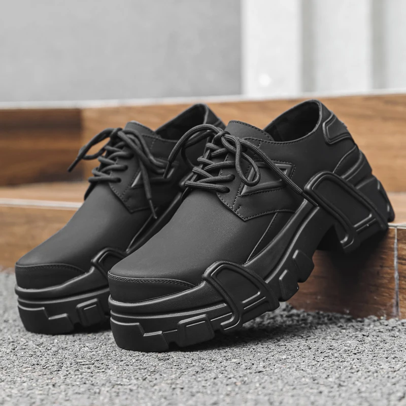 Men Platform Leather Shoes Formal Dress Shoes for Male Plus Size Party Wedding Office Work Slip on Business Casual Oxfords