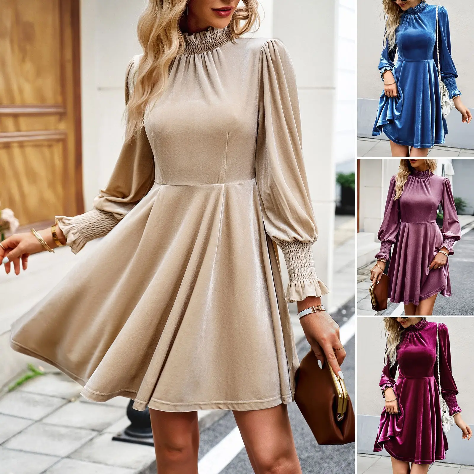 

Velvet Dress 2023 Autumn/Winter Elegant Short Dress