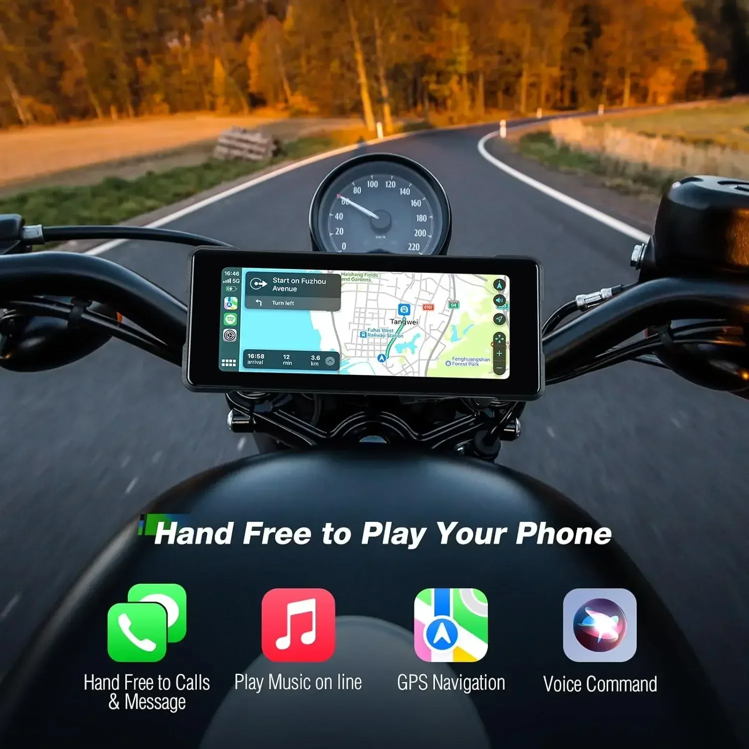 6.86 휴대용 오토바이 DVR 방수 터치 스크린 무선 CarPlay 안드로이드 자동 GPS 네비게이션 듀얼 블루투스 모토 레코더