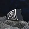 Bagues en acier inoxydable avec pierre d'agate noire pour hommes et femmes, bijoux de mariage de haute qualité, cadeaux simples, mode, livraison directe