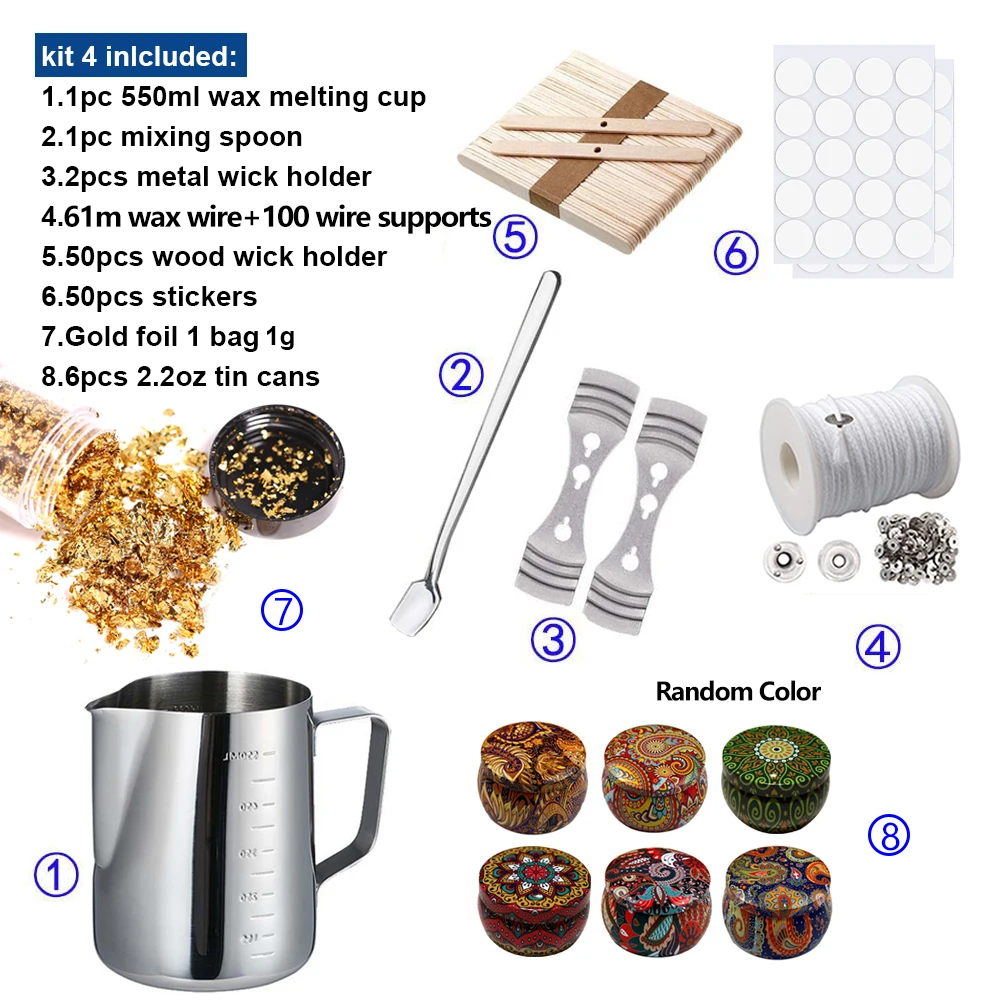 Candle Making Supplies DIY Candle Kit Wax Melting Tools Handmade  Aromatherapy Jars Mould Wicks Sticker DIY Candle Making Tool