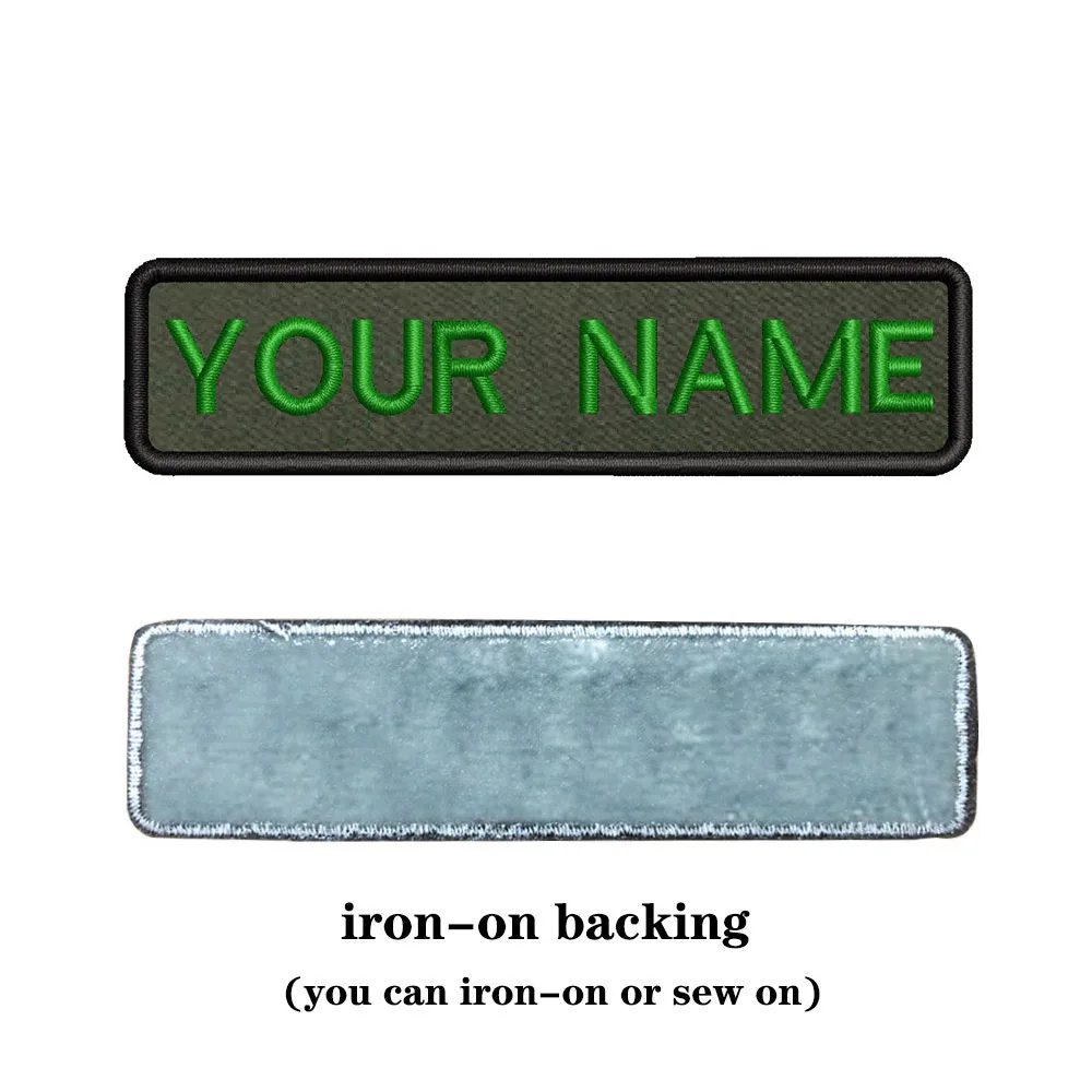 10X2.5cm Army Green background Embroidery Custom Name Text Patch Stripes badge Iron On Or Velcros Backing Patches For Clothes 