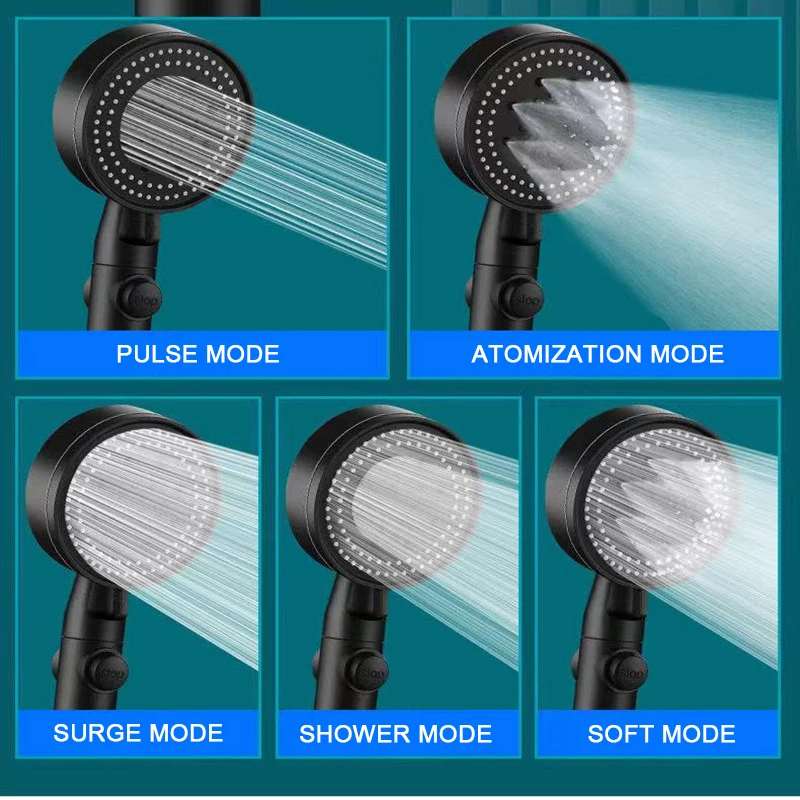 Pommeau De Douche Haute Pression 5 Modes - Argenté