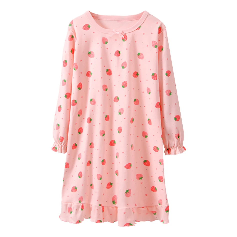 Fashionable Comfortable Soft Cotton Girls Long Sleeve Sleepwear Children Princess Nightgowns Comfortable Kids Nightdress