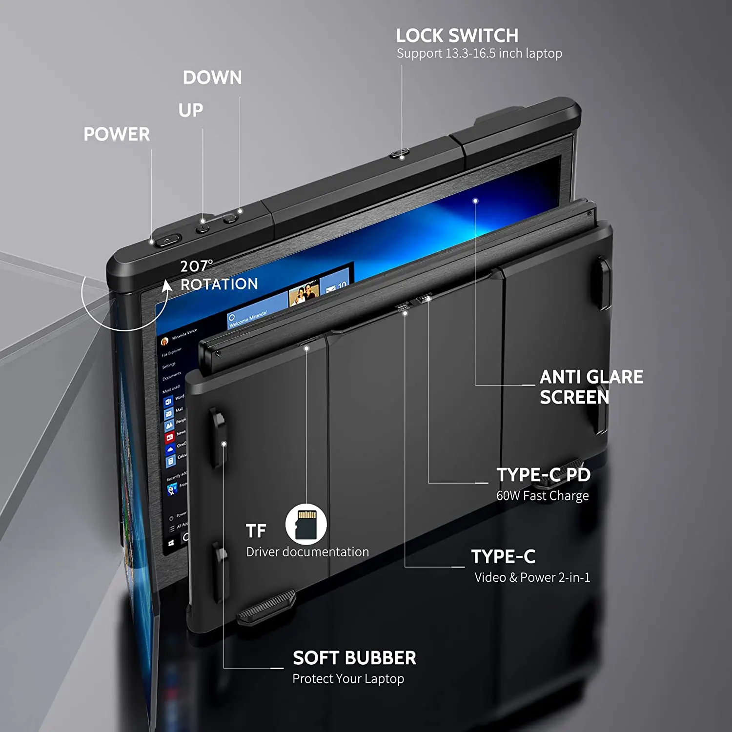 Teamgee Moniteur portable pour ordinateur portable – Écran IPS