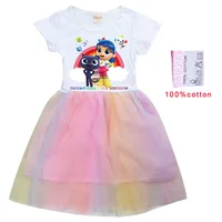 Dessin animé vrai et le royaume arc-en-ciel Costume bébé filles mignon robe d'été enfants fête de mariage habiller enfants princesse robes 4