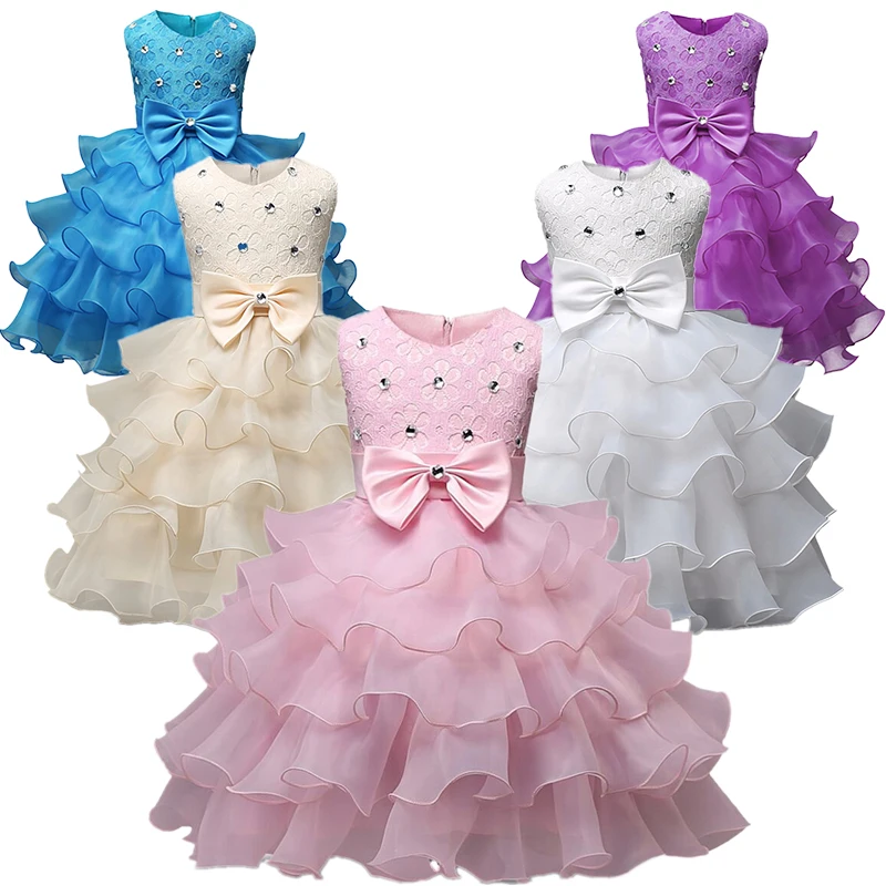 Lace Flower Princess Dress 3-8 Years Kids Dresses for Girls