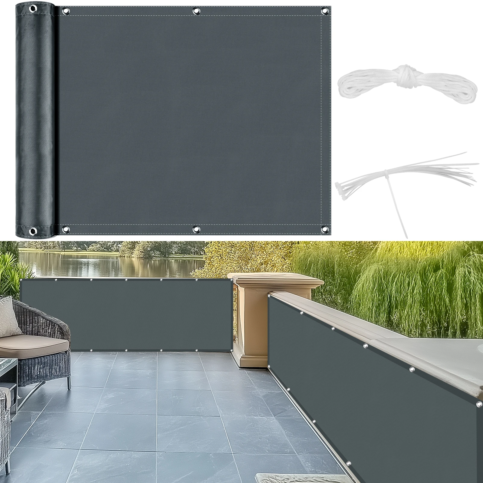 Waterproof Balcony Privacy Screen with UV Protection