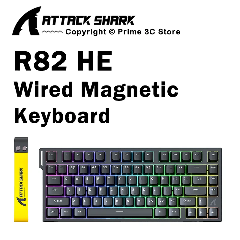 어택 샤크 R82 HE 유선 75% 마그네틱 키보드 RGB 8000Hz 빠른 트리거 0.005mm 액추에이션 게이밍 키보드