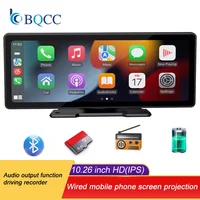 BQCC-Écran Carplay sans fil portable, caméra de recul arrière HD, autoradio DVR, lecteur vidéo MP5, Android Auto, 10.26 pouces 1