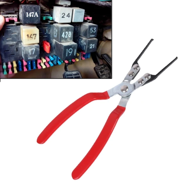 Car Relay Puller Pliers,Metal Car Fuse Puller Tool Fuel Line Pliers with  Maximum Opening 100mm/3.93,Electrical Disconnect Pliers Relay Replacement  