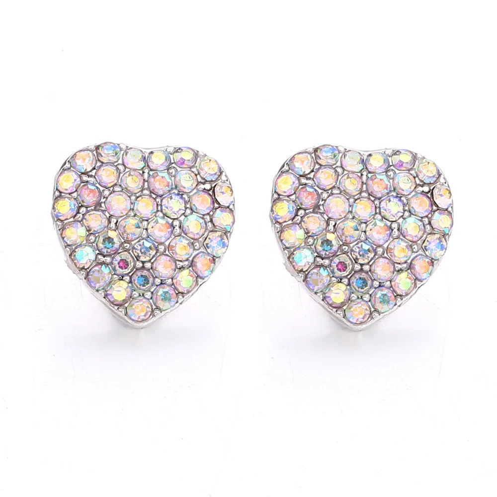 20pcs Snap Button Jewelry DIY Mini Crystal Rhinestone Heart 12mm Metal Snaps Buttons Charms for 12mm Snap Bracelet