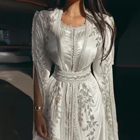 Sharon Said Luxury Dubai Moroccan Kaftan Ivory Evening Dress Long Sleeve Muslim Arabic Formal Dress Party Gowns SS439 Customized 1