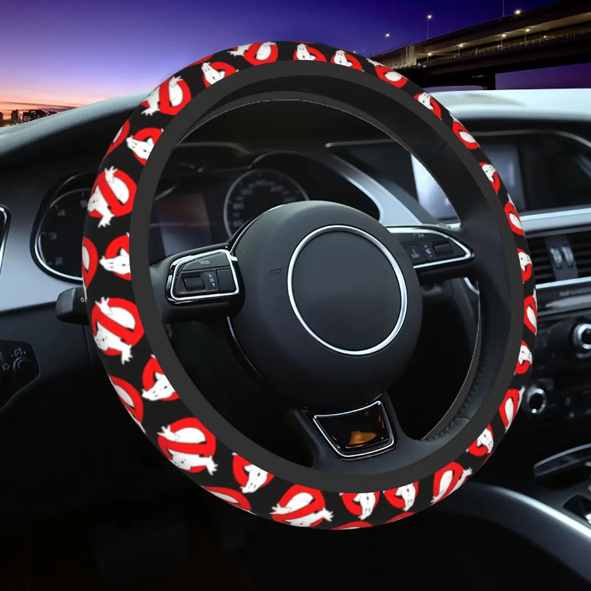 Ghost Busters Car Steering Wheel Cover 37-38 Ghostbusters Movie Steering Wheel Protective Cover Auto Decoration Car Accessories