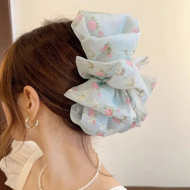 Retro and Fresh~Cloud Bubble Bow Grab Clip Large Elegant Hair Clip Women's Back Spoon New Shark Clip