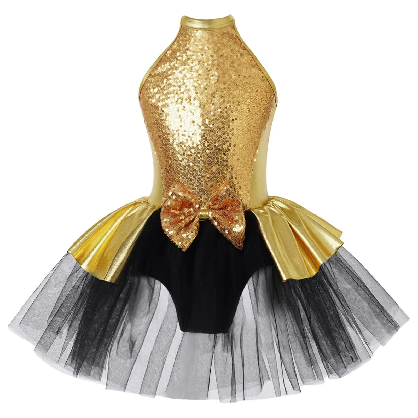thumbnail image 1 of Vestido de patinaje artístico para niñas, trajes de baile latino de Ballet con lentejuelas, vestido tutú de bailarina con lentejuelas brillantes, 1 of 5