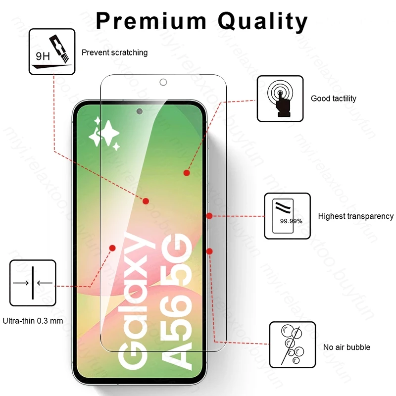3Pcs For Samsung Galaxy A56 5G 9H Tempered Glass Case On SamsungA56 A 56 56A 2025 SM-A566B/DS 6.7" Full Screen Protectors Cover 3