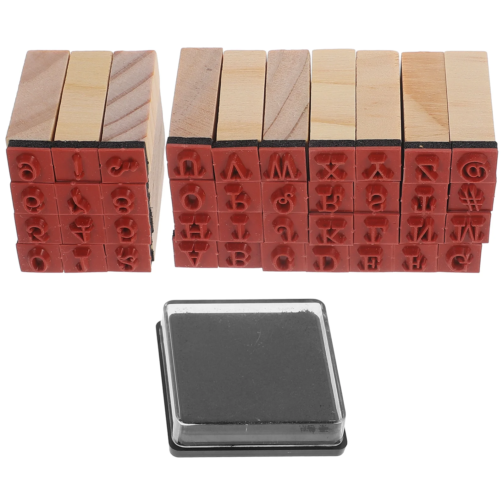 

40 Pcs Alphanumeric Stamp Wood Stamps for Crafting Small Wooden Mini Alphabet Letters Crafts
