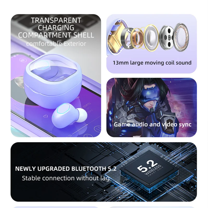 M21 Wireless Earpiece Headphone Earphone Sport Earbuds Headset with For 5.2 Bluetooth Phone Xiaomi Samsung Huawei Iphone OPPO 3