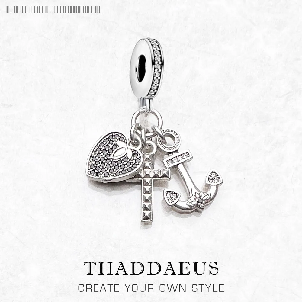 

Cross Heart Anchor Charm Pendant Spring New 925 Sterling Silver Faith, Love, Hope Gift For Women Men Jewelry