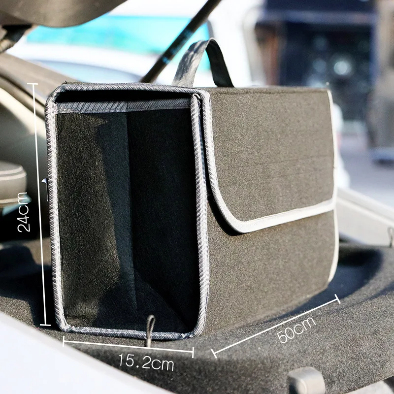 Car Trunk Organizer Soft Felt Storage Box Large Anti Slip Compartment Boot Storage Organizer