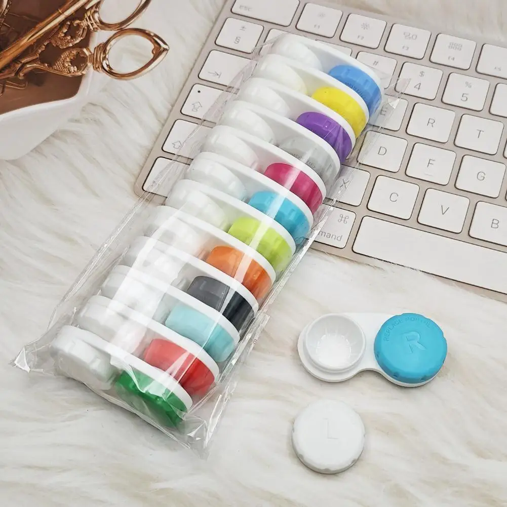 12PCS Farbe Gläser Kosmetische Kontaktlinsen Box Kontaktlinsen Fall Für Augen Reise Kit Halter Container Reise Zubehör – Detail 3