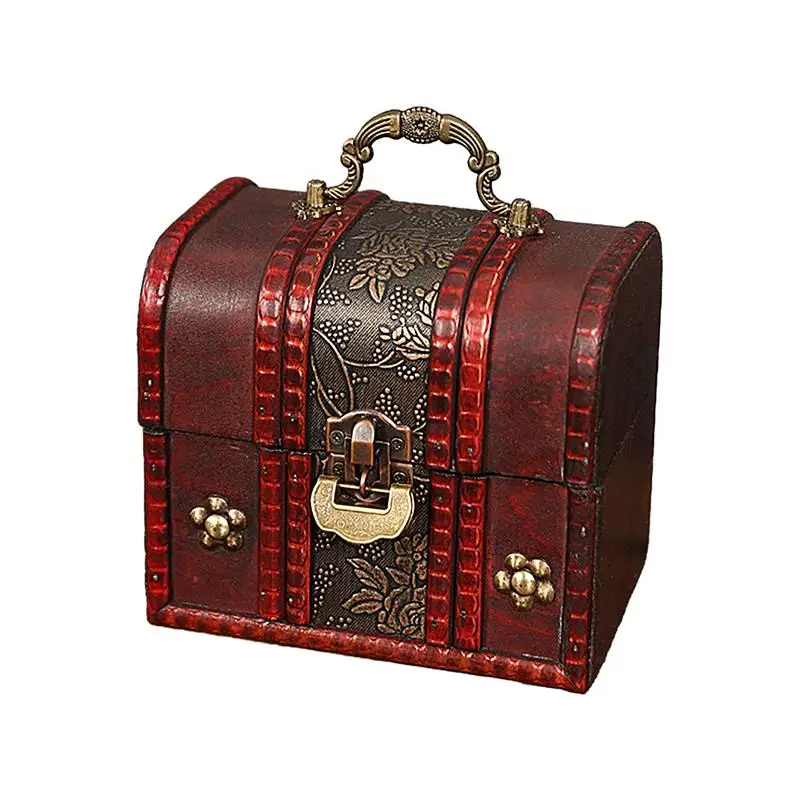 Wood Treasure Box With Lock Spacious Interior Safe Jewelry Box Wooden ...