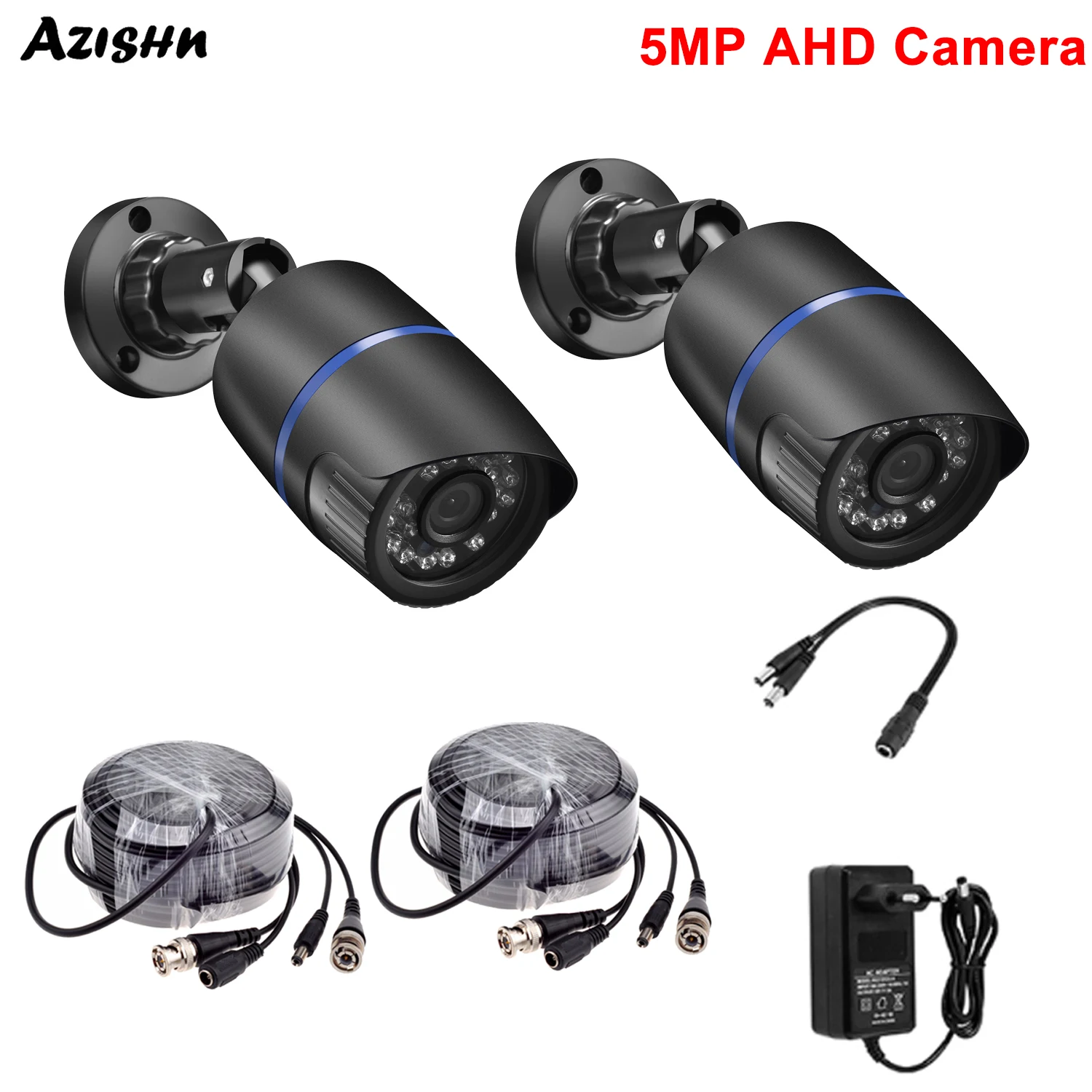 

AZISHN 1080P AHD Security Camera 2PCS 2MP/5MP Bullet Outdoor Explosion-Proof IR Night Vision CCTV Video Camera