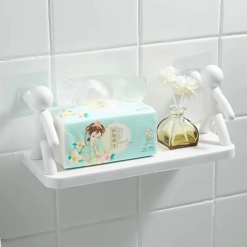 New Creative Bathroom Storage Shelves Cute White Doll Villain Shelves Shelf Self-adhesive Bathroom Cosmetics Storage Racks 4