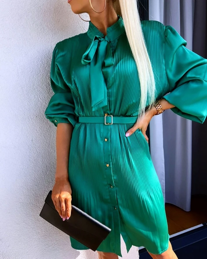 

Fringe Lace Up Details, Pleated Work Clothes, Excellent In Both Character and Education, Girl's Dress, Quick Hair