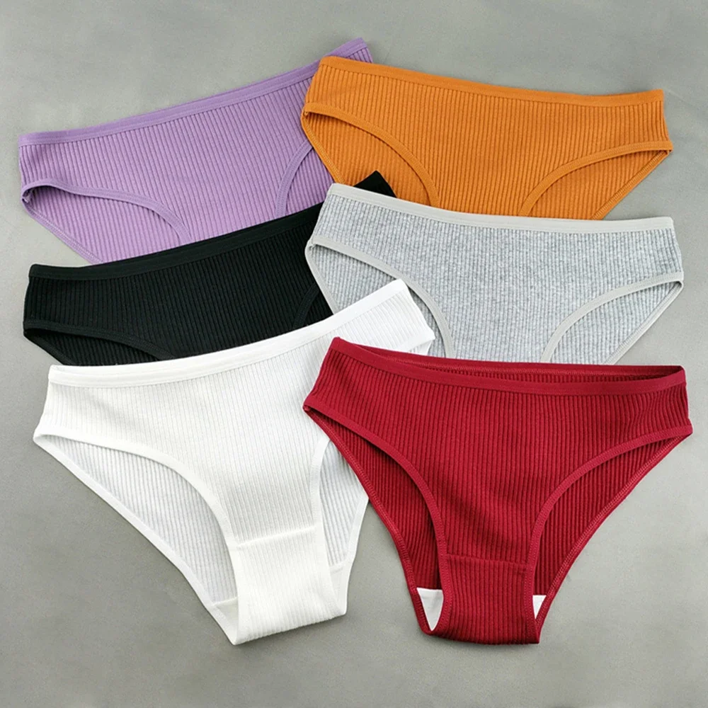 3Pcs/Lot Classic Ribbed Pure Cotton Briefs Female Low Waist Seamless Underwear  Antimicrobial Crotch Sports Panties Sexy Lingerie - AliExpress