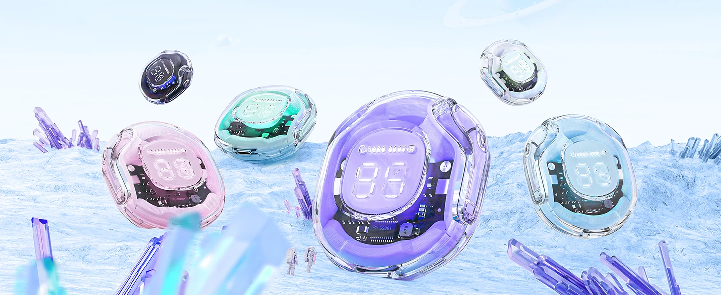 Description Picture 2 of itemWireless Bluetooth Headphones T8 With ENC Noise Canceling Earphones HiFi Stereo Mic Mini in-Ear Earbuds LED Digital Display