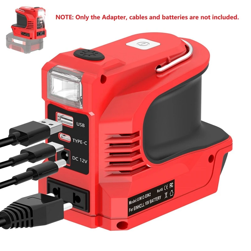 180W 전원 인버터(LED 작업등 포함) 18V 리튬 이온 배터리용 DC 12V 전원 콘센트(USB/Type-C EU PLUG-A09I 포함)