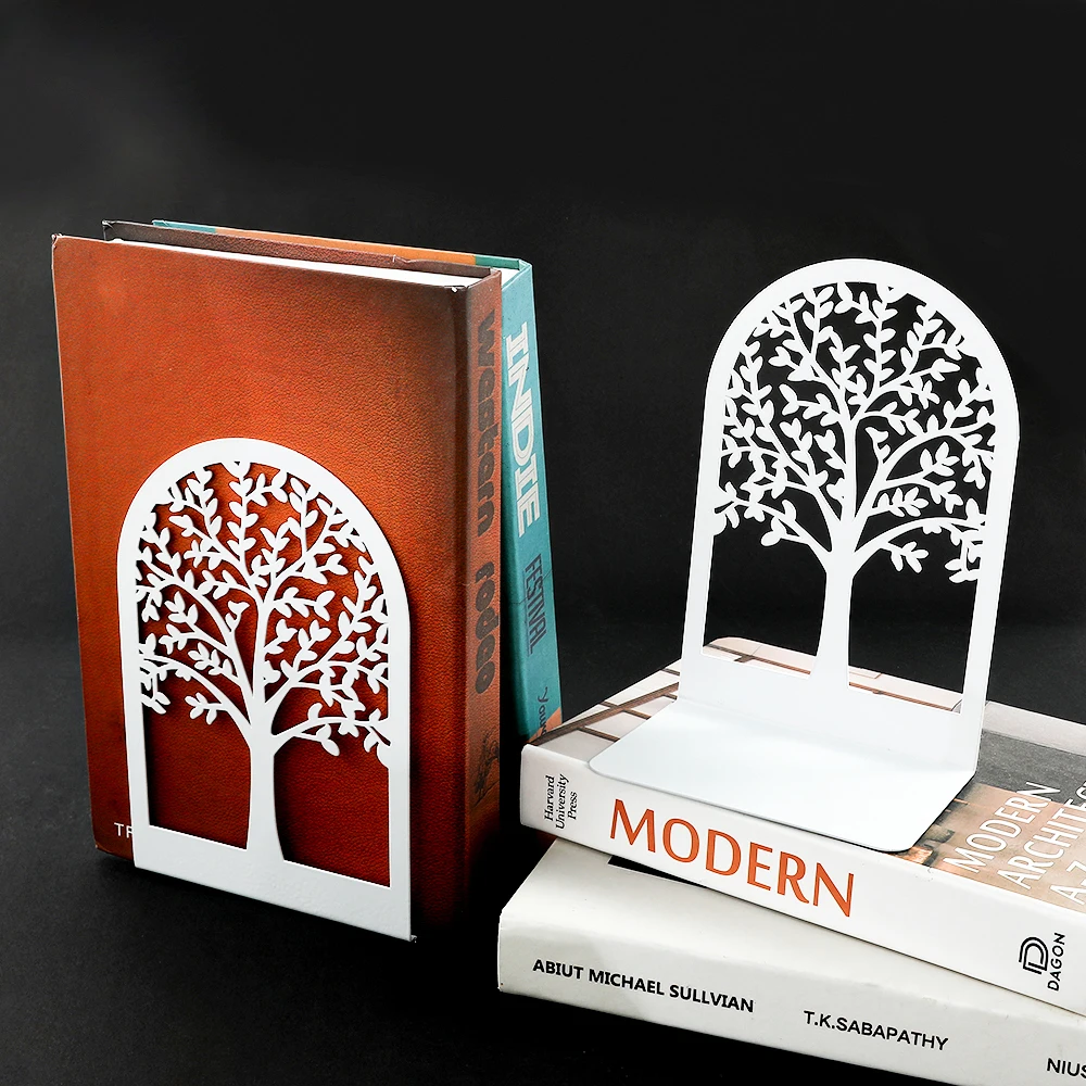 Book Organizer Book Holder Book Stand Book Terminal White Tree of Life Desktop Book Ends Office Gift for Book Loves