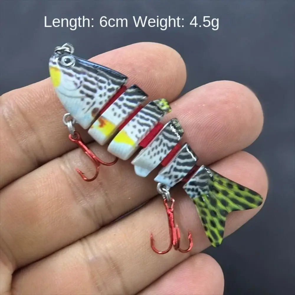 Mini Deep Diving 6 Segment Fishing Lures 6cm 4.5g Lifelike Eyes Bionic Bait 3d Eyes Bass Crankbaits Plastic Hard Crank