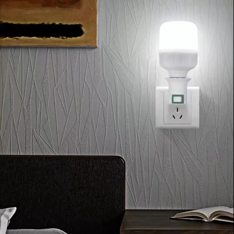 Mobile E27 Screw US/EU/UK Plug Energy-saving LED Light Bulb with Switch Small Night Light Conversion Lamp Head Wall Lamp Holder - Image 5